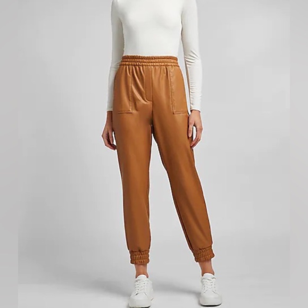 Express High Waisted Faux Leather Joggers